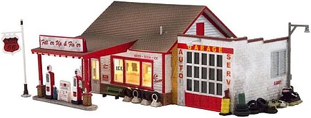 Woodland Built-&-Ready Filler Up & Fixer N Scale Model Railroad Building #br4922