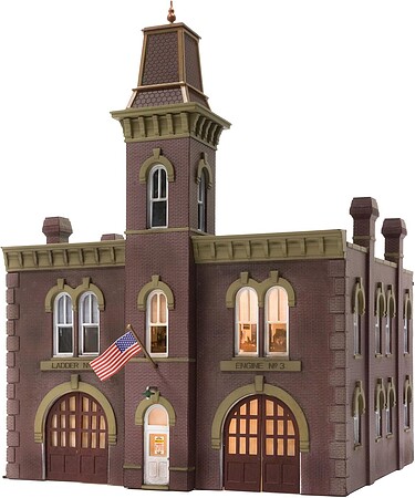 Woodland Firehouse HO Scale Model Railroad Building #br5034