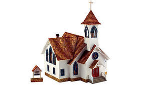 Community Church HO Scale Model Railroad Building #br5041