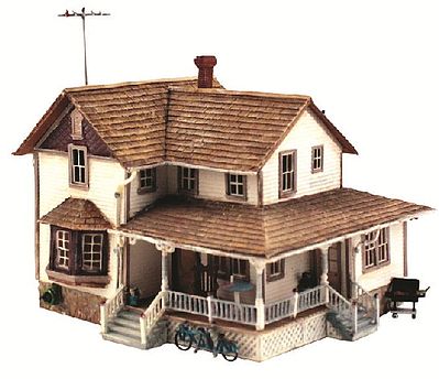 Woodland Corner Porch House HO Scale Model Railroad Building #br5046