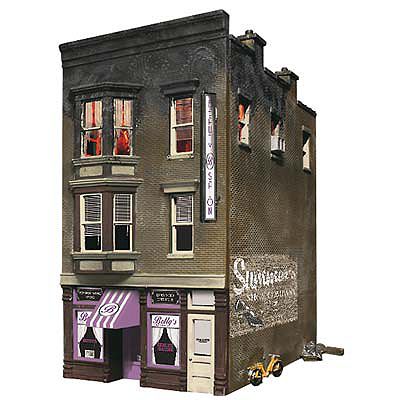 Woodland Bettys Burning Building HO Scale Model Railroad Building #br5051