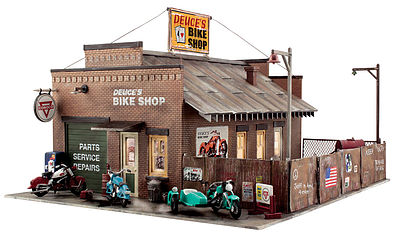 Woodland Deuces Cycle Shop O Scale Model Railroad Building #br5846