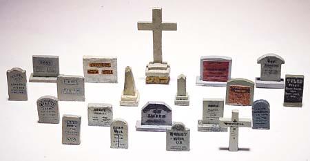 Woodland Scenic Detail Kit Tombstones (20) HO Scale Model Railroad Building Accessory #d201