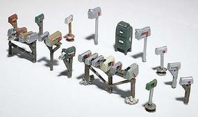 Assorted Mailboxes (17) HO Scale Model Railroad Building Accessory #d206