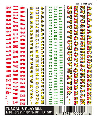Woodland Tuscan & Playbill Letters/Numbers 1/16, 3/32, 1/8, 3/16 Model Decals #dt501