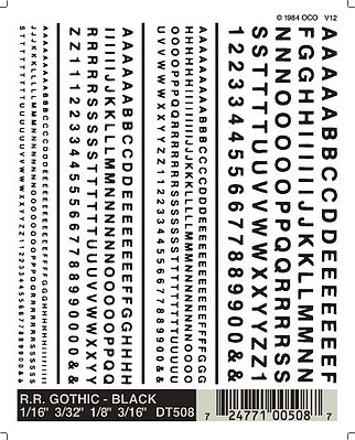 Woodland Scenics Dry Transfer Decals ~ NOS ~ R.R Roman Numbers Black DT509 