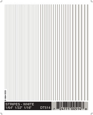 Woodland White Stripes 1/64 - 3/16 Model Railroad Decal #dt514
