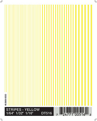 Woodland Stripes Yellow 1/64 - 3/16 Model Railroad Decal #dt516