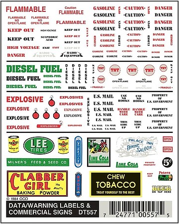 Woodland Data Warning Labels & Commercial Signs Model Railroad Decal #dt557