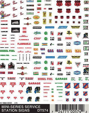Woodland Service Station Signs Decal Sheet Model Railroad Decal #dt574