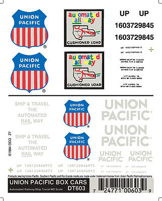 Walthers decals HO Box Car 93-21 Union Pacific yellow   E101 