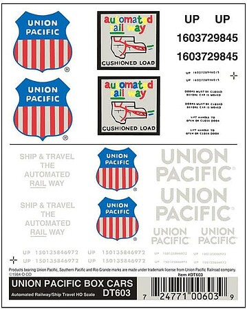 Woodland Union Pacific Boxcar Decals HO Scale Model Railroad Decal #dt603