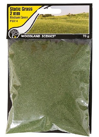 Woodland Static Grass, Medium Green 2mm