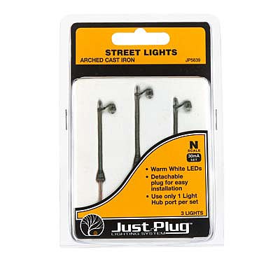 Woodland Arched Cast Iron Street Lights (3) Model Railroad Lighting Kit N Scale #jp5639