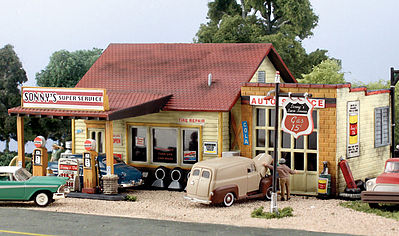 Woodland Pre-Fab Building Sonnys Super Service HO Scale HO Scale Model Railroad Building #pf5183