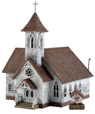 thumbnail image 2 of S Scale Country Church Kit - 1:64 Wood Unassembled Model Building By Perplexing Puzzles Plus 2 of 2