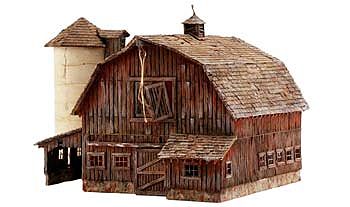 Woodland Rustic Barn Pre-Fab Kit N Scale Model Railroad Building #pf5211