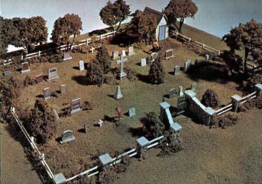 Maple Leaf Cemetery Kit HO Scale -- HO Scale Model Railroad Building 