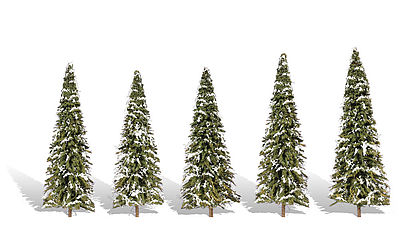 Woodland Snow Dusted Trees 2 - 3.5 (5) Model Railroad Trees #tr3567