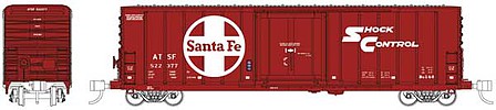 WheelsOfTime Pacific Car & Foundry 70-Ton 50 Exterior-Post Insulated Boxcar - Ready to Run Santa Fe 522350 (All red, white, Large Logo, Landis Doors) - N-Scale