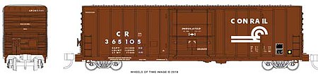 WheelsOfTime Pacific Car & Foundry 70-Ton 50 Exterior-Post Insulated Boxcar - Ready to Run Conrail 365137 (Boxcar red, white) - N-Scale