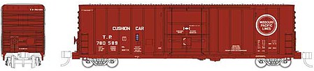 WheelsOfTime Pacific Car & Foundry 70-Ton 50 Exterior-Post Insulated Boxcar - Ready to Run Texas & Pacific 780575 (Boxcar Red, Buzz Saw Logo) - N-Scale