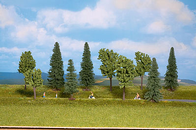 Walthers-Acc Mixed Deciduous & Pine Trees 10 Pack (3-3/8 to 5-1/2) HO Scale Model Railroad Tree #1156