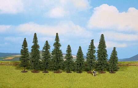 Walthers-Acc Fir Trees 9 Pack (3-1/8 to 4-3/4) HO Scale Model Railroad Tree #1160