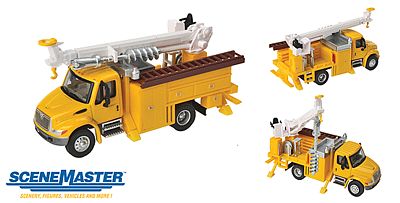 Walthers-Acc International 4300 Yellow Utility Truck w/ Drill HO Scale Model Railroad Vehicle #11732