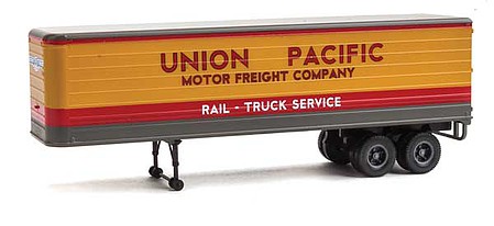 Walthers-Acc 35 Fluted-Side Trailer 2-Pack - Assembled Union Pacific(R) (Armour Yellow, red, gray; Be Specific slogan on doors)