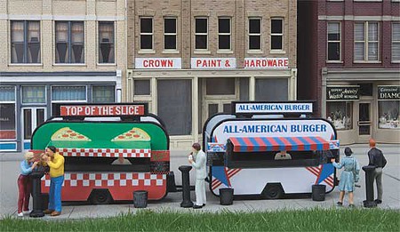 Walthers-Acc Pizza & Hamburger Food Trailer Kits HO Scale Model Railroad Vehicle #2903