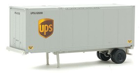 Walthers-Acc 28' Container with Chassis 2-Pack Assembled United Parcel Service (Modern Shield Logo, gray, brown, yellow)