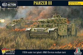 Warlord-Games WWII Panzer III German Medium Tank Plastic Model Tank Kit 1/56 Scale #12004