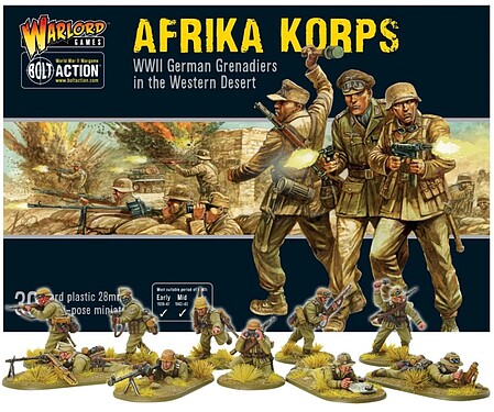 Warload-Games 28mm Bolt Action- WWII German Afrika Korps Grenadiers Western Desert (30) (Plastic)