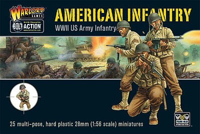 Warlord-Games WWII US Army Infantry (25) Plastic Model Figure Kit 1/56 Scale #ai01