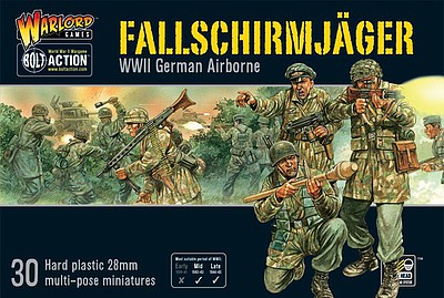 Warlord-Games WWII German Airborne Fallschirmjager (30) Plastic Model Figure Kit 1/56 Scale #fj02
