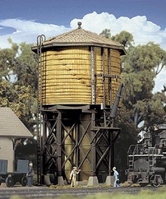 Walthers Wood Water Tank - Built-ups - Assembled - Yellow Ochre HO Scale Model Railroad Buidling #2813