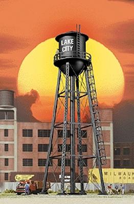 Walthers City Water Tower - Built-ups - Assembled - Black HO Scale Model Railroad Buidling #2825