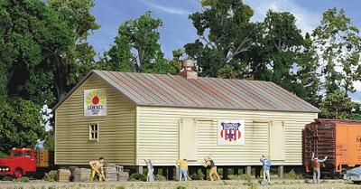 Walthers Storage Shed on Pilings - Kit - 4-1/2 x 7 x 3-1/2 HO Scale Model Railroad Building #3529