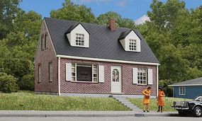 Walthers Brick Cape Cod House Kit 4-1/4 x 3-5/8 x 3'' HO Scale Model Railroad Building #3774