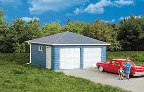 Two-Car Garage HO Scale Model Railroad Building Kit #3793