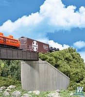 Walthers Single-Track Railroad Bridge Concrete Abutments (2) Kit HO Scale Model Railroad Bridge #4551