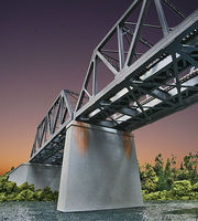 Walthers Double-Track Railroad Bridge Concrete Piers pkg(2) Kit HO Scale Model Railroad Bridge #4552