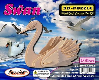 Wood-3D Swan Skeleton Puzzle (5.5 Long) Wooden 3D Jigsaw Puzzle #1032