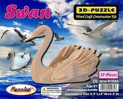 Swan Skeleton Puzzle (5.5'' Long) Wooden 3D Jigsaw Puzzle #1032