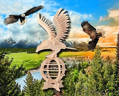 Wood-3D Bald Eagle (13 Tall) Wooden 3D Jigsaw Puzzle #1109