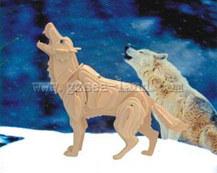 Wood-3D Grey Wolf (8 Tall) Wooden 3D Jigsaw Puzzle #1120