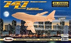 B747 Airliner (11'' Wingspan) Wooden 3D Jigsaw Puzzle #1217