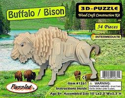 Buffalo/Bison Skeleton Puzzle (10'' Long) Wooden 3D Jigsaw Puzzle #1261