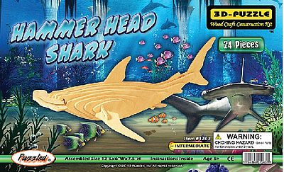 Wood-3D Hammerhead Shark Skeleton Puzzle (12 Long) Wooden 3D Jigsaw Puzzle #1263
